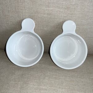 Set of 2 Corning Ware Grab It Bowls No Lid White P150B USA Made Handle- READ